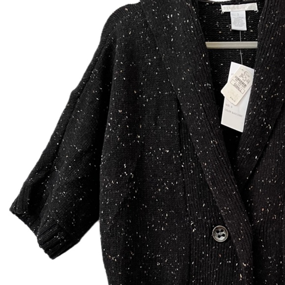Design History Sweater Womens S WOOL Blend Black Cardigan Short Sleeve Button - Picture 4 of 10